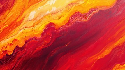 Poster - fiery liquid background with molten red, orange, and yellow streaks flowing like lava, radiating intense heat