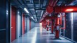 © wicha - A fire protection system in a data center, where precision sprinklers and fire alarms protect critical equipment, ensuring minimal disruption in case of a fire