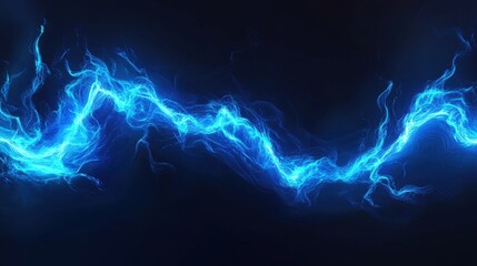 Poster - futuristic fluid energy flow with glowing electric blue lines twisting and turning in a sleek, sci-fi aesthetic