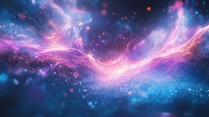 Poster - A futuristic holographic fluid background with iridescent blues, purples, and pinks shifting and morphing like liquid crystal