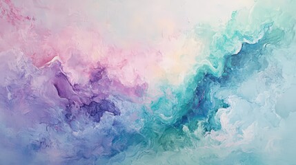 Poster - A gentle pastel fluid effect with soft pinks, lavenders, and mint greens blending harmoniously.