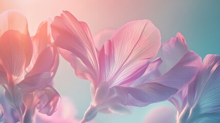 Poster - A gentle pastel fluid effect with soft pinks, lavenders, and mint greens blending harmoniously.