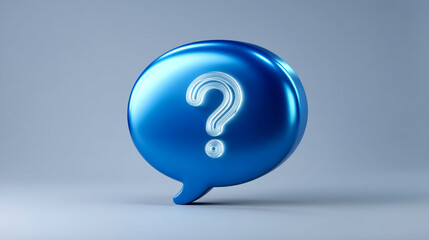 Aufkleber - Blue glossy speech bubble with glowing white question mark, symbolizing inquiry, question, help, FAQ, support