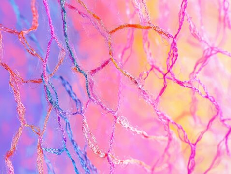 Neon fragment of threads pulse, haze background