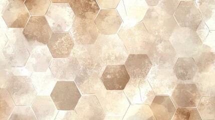 Poster - Abstract hexagonal beige and brown textured pattern background.