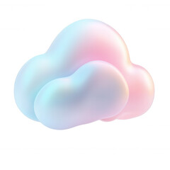 Fototapete - Pastel colored, 3d cloud computing icon floats against a transparent background, representing data storage and online services