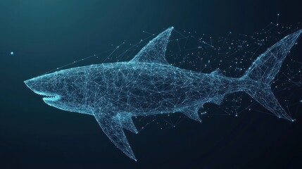 Poster - abstract polygonal shark illustration.