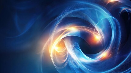 Poster - abstract swirling blue and orange energy vortex.