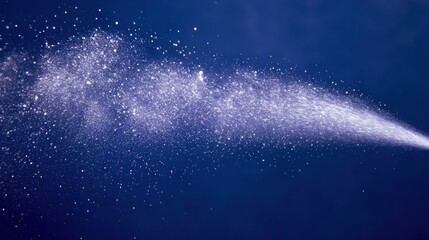 Poster - fine mist spray against dark blue background.