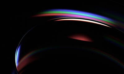 Poster - Abstract iridescent shape, dark background design, 3d render