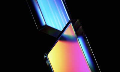 Leinwandbilder - Abstract geometric blocks on black background, 3d render