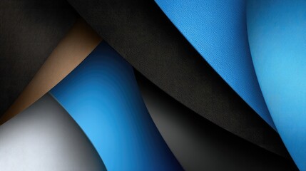 Poster - Vivid geometric shapes blend from dark to light blue on a contrasting background, showcasing depth and sharp edges in a minimalist style