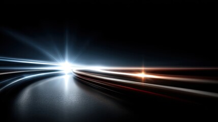 Fototapete - Curved lines in vibrant blue, purple, and pink hues create a glowing effect against a dark background, ideal for technology designs