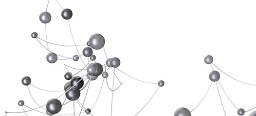 Fototapete - Stock photo of a 3D render of interconnected spheres, ideal for network, connection, and technology concepts.