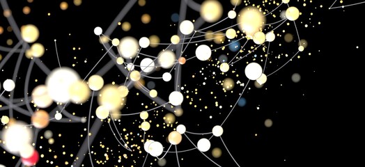 Poster - Modern abstract background image featuring glowing nodes connected by lines, ideal for technology and network concepts.