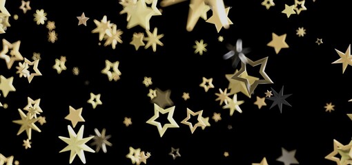Aufkleber - Beautiful background image of gold stars falling on a black background. Perfect for celebrations.