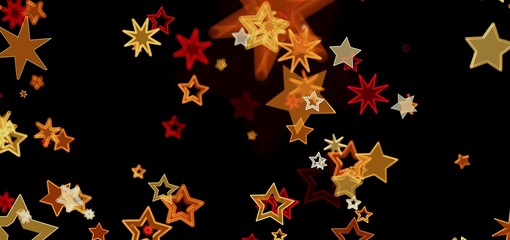 Aufkleber - Abstract background with glowing gold and red stars on black.
