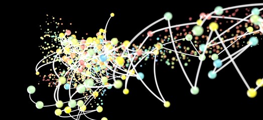 Fototapete - Stock photo of abstract colorful network connection with dots and lines. Perfect for technology, science, and communication concepts.