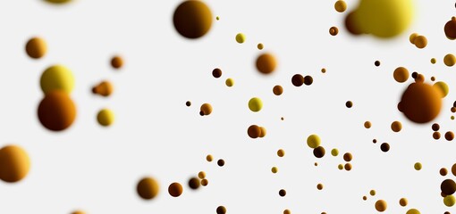 Leinwandbilder - Floating spheres, abstract background, brown gold colors, design element.