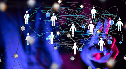 Aufkleber - Abstract technology group and data 3d