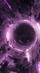 Poster - Abstract Purple Tunnel Perspective View of Geometric Shapes and Light, Sci-Fi Futuristic Design