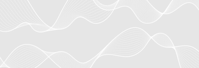 Poster - Grey white abstract futuristic soundwaves concept background. Vector banner design