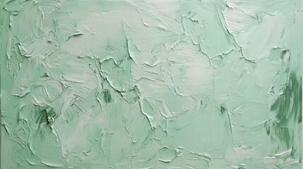 Poster - Abstract Oil Painting Impasto Texture in Light Green and White from Above Studio Shot Modern Art