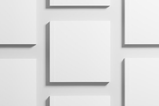 Square Softcover Book 3D Rendering White Blank Mockup