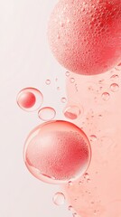 Poster - Abstract Macro Shot of Pink Bubbles and Droplets Floating in Liquid for Science or Beauty Concepts