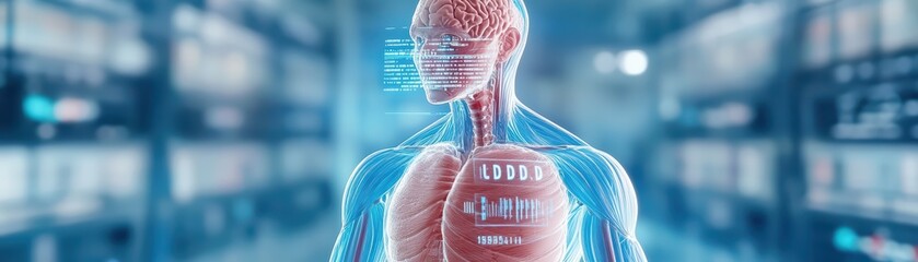 Poster - Virtual Human Anatomy Model Displaying Lungs, Heart, Brain, and Interactive Interface for Medical Education
