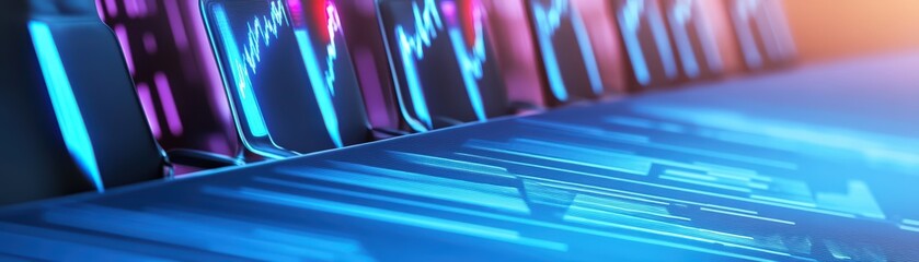 Poster - Abstract Financial Data Analysis with Colorful Graphs and Charts on Modern Digital Interface