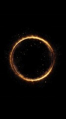 Poster - Golden circle frame on black background with glitter effect, abstract design, elegant style, studio shot, modern art