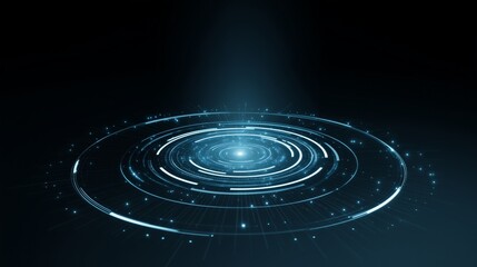 Poster - Floating radar icon scanning circular tech grid, minimal futuristic UI vector