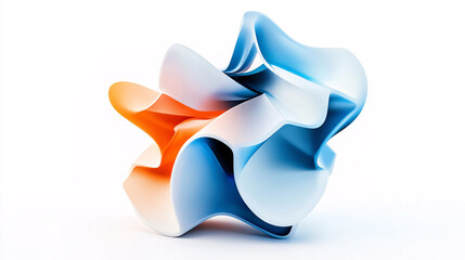Poster - Abstract Conceptual Art Depicting Fluidity and Dynamic Movement with Orange and Blue Colors