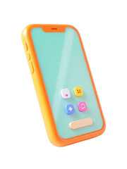 Fototapete - Cartoon smartphone mockup mobile phone app design user interface ui ux orange frame on black background isolated white background