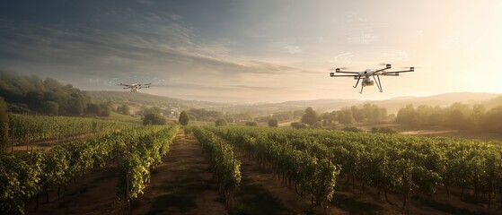 Poster - Tech-integrated vineyard with autonomous drones and digital overlays