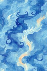 Poster - Abstract blue and white swirling pattern, watercolor style, seamless texture, elegant design, full frame, artistic background, flowing shapes