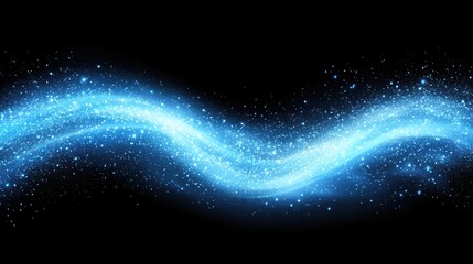 Poster - Blue light wave flowing on black background digital art illustration abstract design element