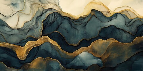 Poster - Ink rise of threads, dreamy shimmer background