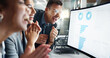 © peopleimages.com - Computer screen, graph or excited business people in office for data analytics, finance and sale profit celebration. Startup, success or accounting team with chart, statistics and website traffic win