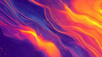 Poster - abstract vibrant wave pattern with orange, purple, and blue colors.