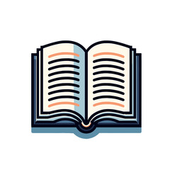 Aufkleber - Open book illustration with detailed pages in a flat vector style
