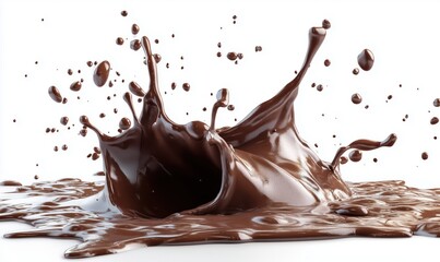 Poster - Chocolate splash with droplets creating dynamic motion and texture