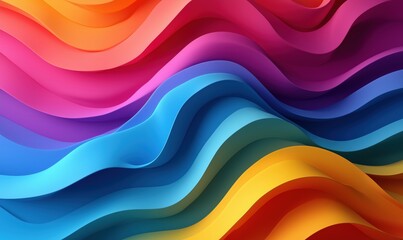 Poster - colorful abstract waves in vibrant gradients creating dynamic visual flow