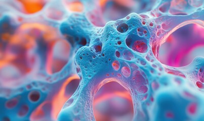 Poster - Abstract close-up of colorful cellular structure with intricate patterns and textures