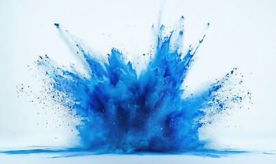 Poster - Vibrant blue powder explosion creating dynamic abstract art effect