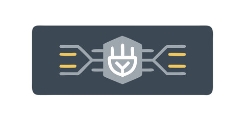 Poster - Security hand icon with circuitry on dark interface