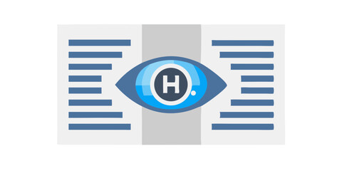 Poster - Eye symbol on chip with H and blue stripes