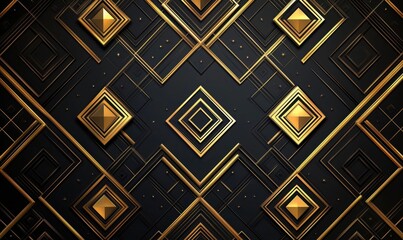 Poster - Elegant geometric pattern with gold and black design elements for modern backgrounds