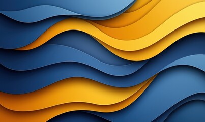 Poster - Abstract wave pattern design in blue and gold colors for modern backgrounds